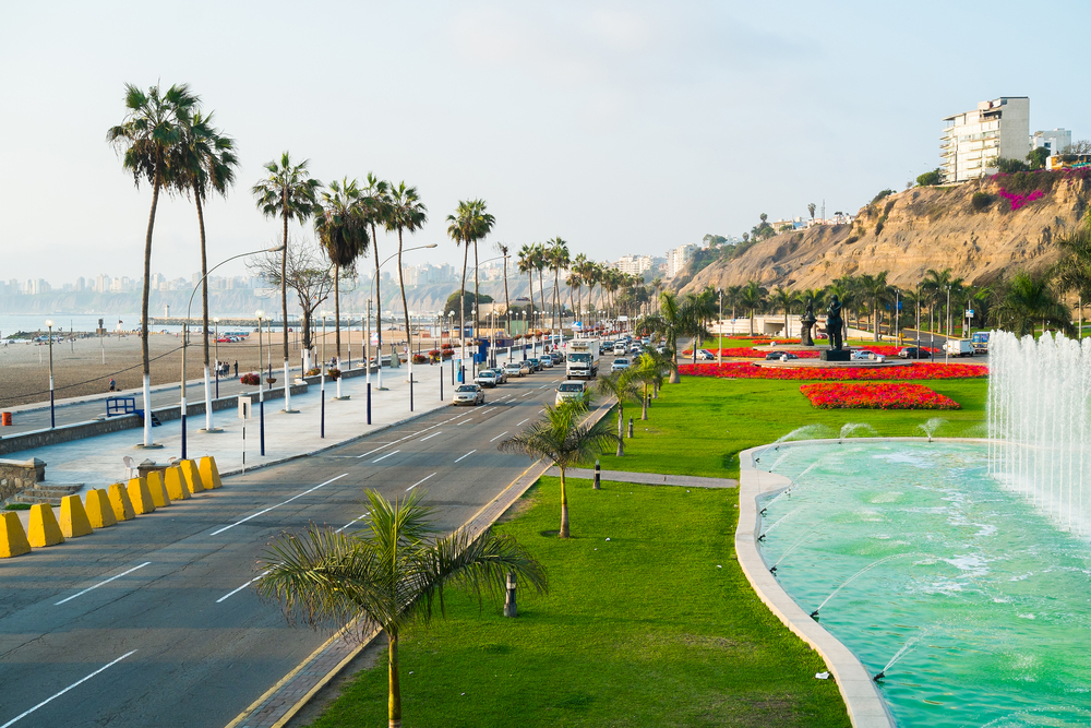 Waterfront with road and palmtrees barranco Waterfront with road and palmtrees barranco