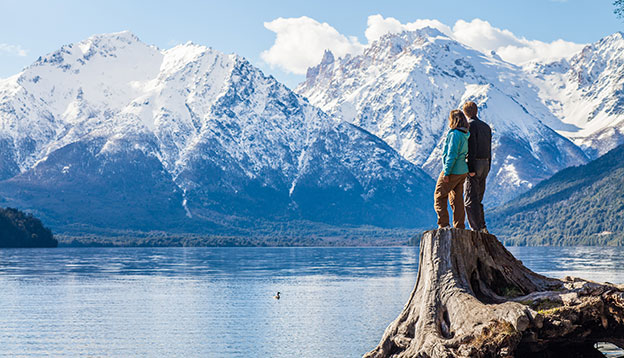 A couple admiring some very scenic views outside Bariloche, Patagonia, Argentina. A couple admiring some very scenic views outside Bariloche, Patagonia, Argentina.