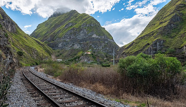 The Tren Cucero's track winding through the Andes Mountains, Ecuador The Tren Cucero's track winding through the Andes Mountains, Ecuador
