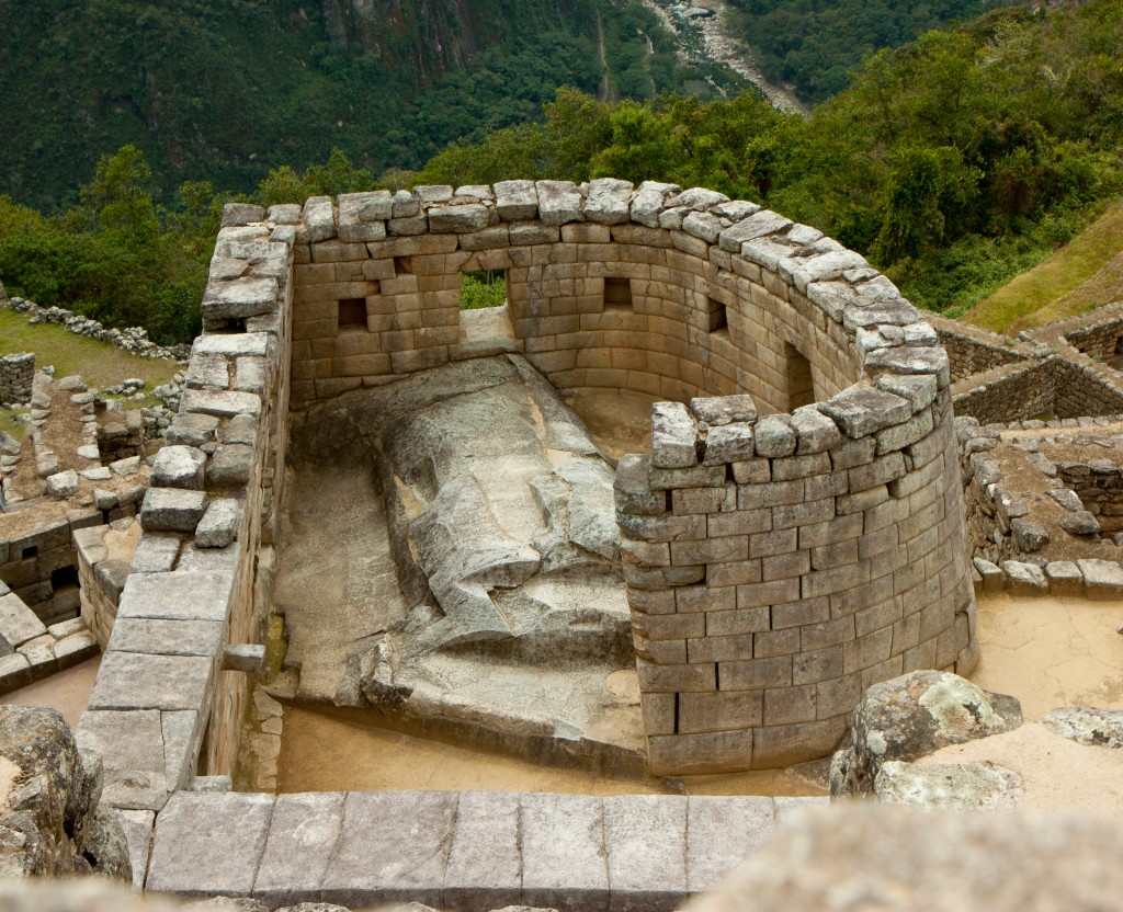The ruins of the Temple of Sun in the Machu Picchu in Peru The ruins of the Temple of Sun in the Machu Picchu in Peru