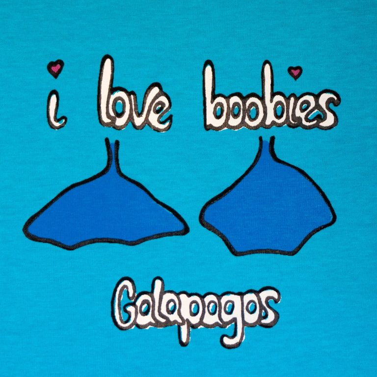 GALAPAGOS ISLANDS (ECUADOR) - JANUARY 15: Famous 'I love boobies' phrase on a T-shirt referring to Galapago's most famous bird: the blue footed booby, on January 15, 2014, Galapagos Islands (Ecuador) Credit Shutterstock GALAPAGOS ISLANDS (ECUADOR) - JANUARY 15: Famous 'I love boobies' phrase on a T-shirt referring to Galapago's most famous bird: the blue footed booby, on January 15, 2014, Galapagos Islands (Ecuador) Credit Shutterstock