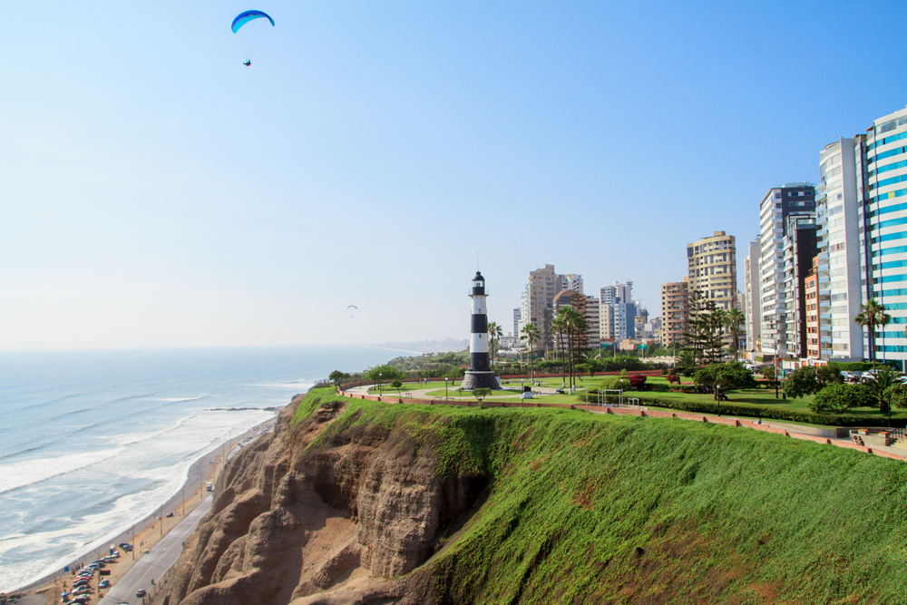 Miraflores Town beach landscape in Lima peru Miraflores Town beach landscape in Lima peru