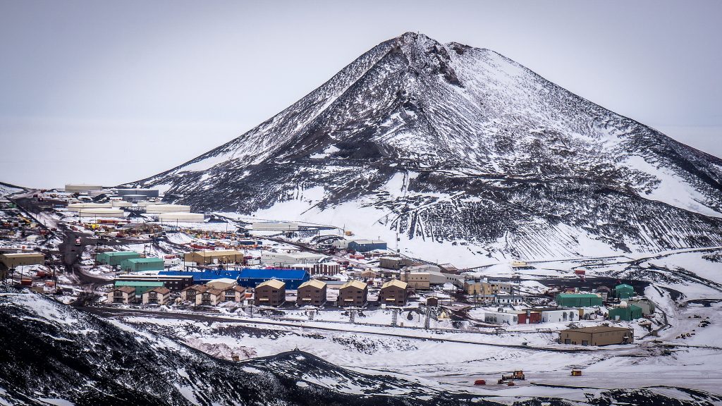 McMurdo base and Observation Hill, Antarctica. McMurdo base and Observation Hill, Antarctica.