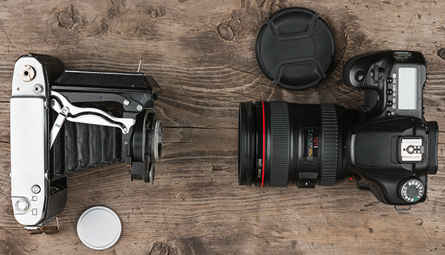 Different generations of photography equipment Different generations of photography equipment