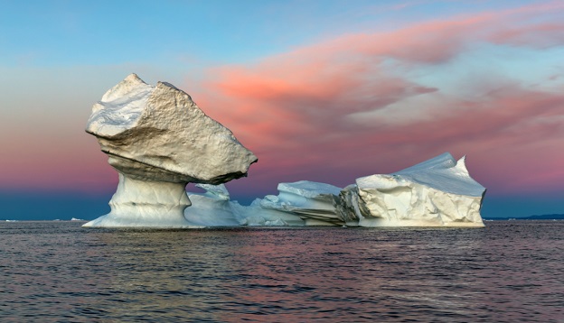 View of Disko Bay with icebergs, Western Greenland. View of Disko Bay with icebergs, Western Greenland.