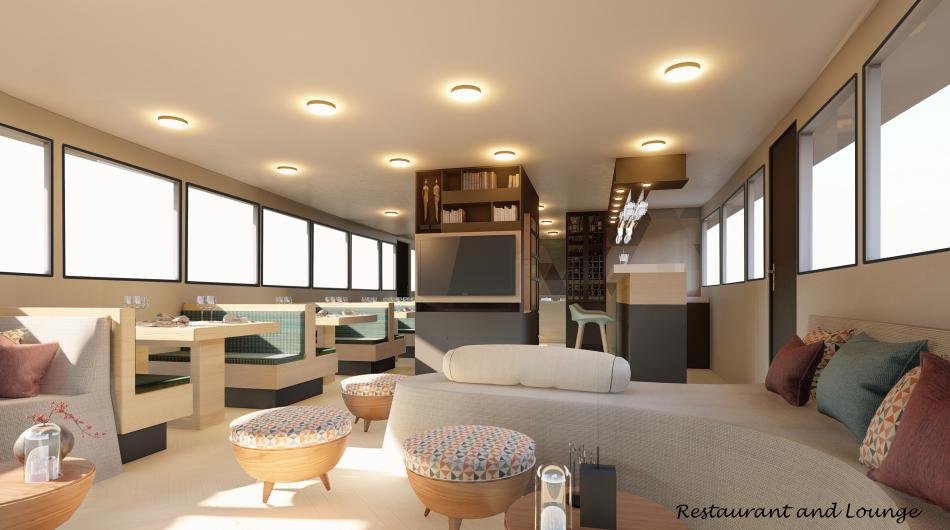 Lounge and Restaurant, Bonita Galapagos cruise ship