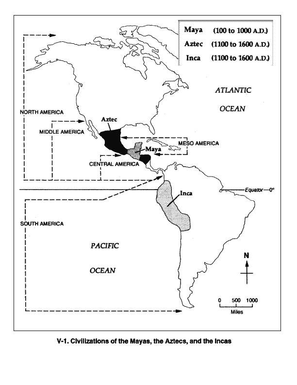 map of ancient Central and South American civilisations