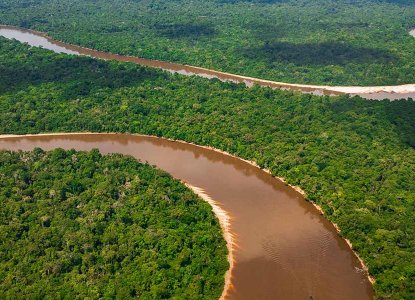 Aerial view of the Amazon Rainforest) 