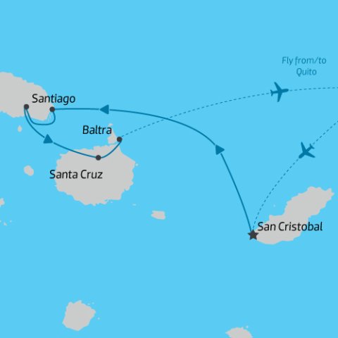 Galapagos Encounter: Centra Islands, Queen Beatriz Itinerary Map) 