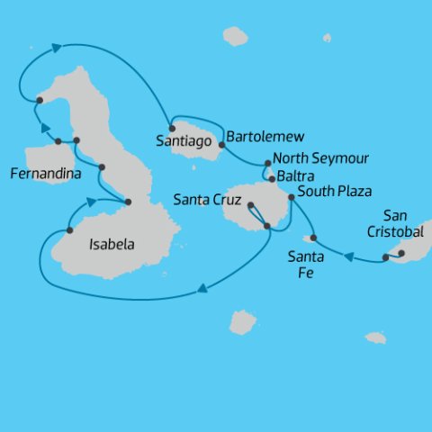 8 Day Cruise in the Galapagos on Infinity Map) 