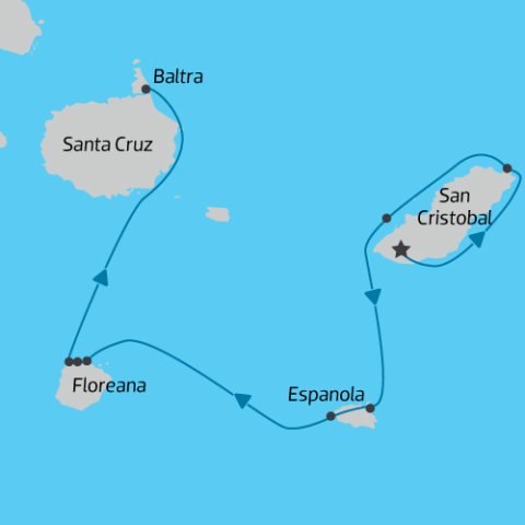 Map of Galapagos Express 2025) 