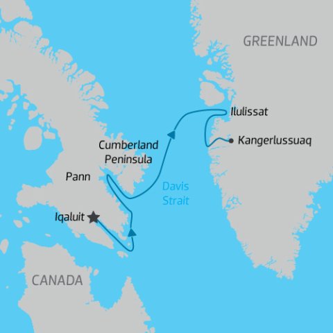 Arctic cruise itinerary from Baffin Island to Greenland) 