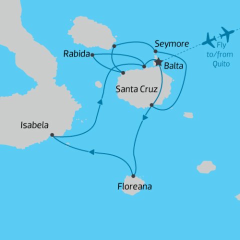 Classic Galapagos: Central and South Cruise Map - Queen Beatriz) 