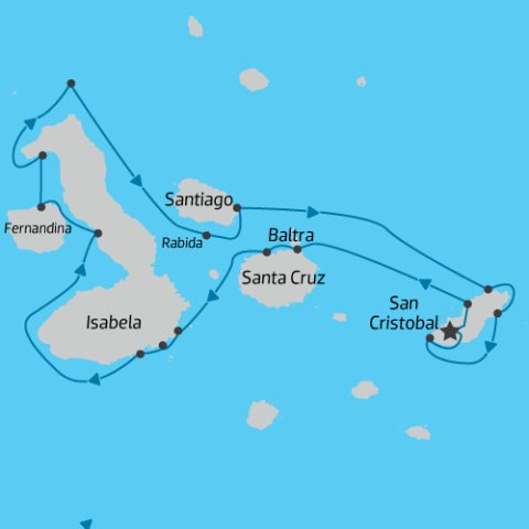 Map of Galapagos Eastern & Western Islands Cruise onboard the Elite) 