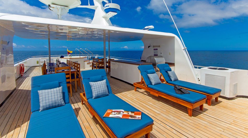 Sundeck of Calipso ship, Galapagos