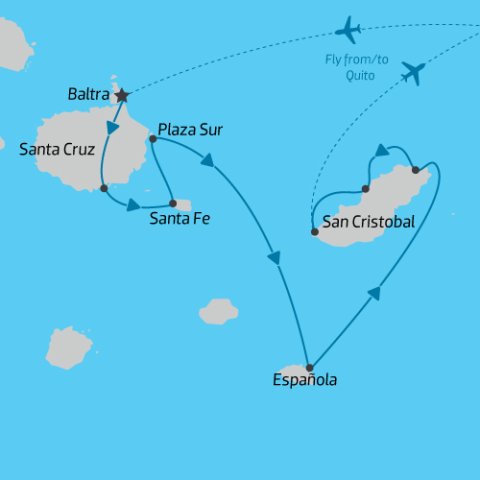 Galapagos Explorer: Southern Islands - Queen Beatriz Itinerary Map) 