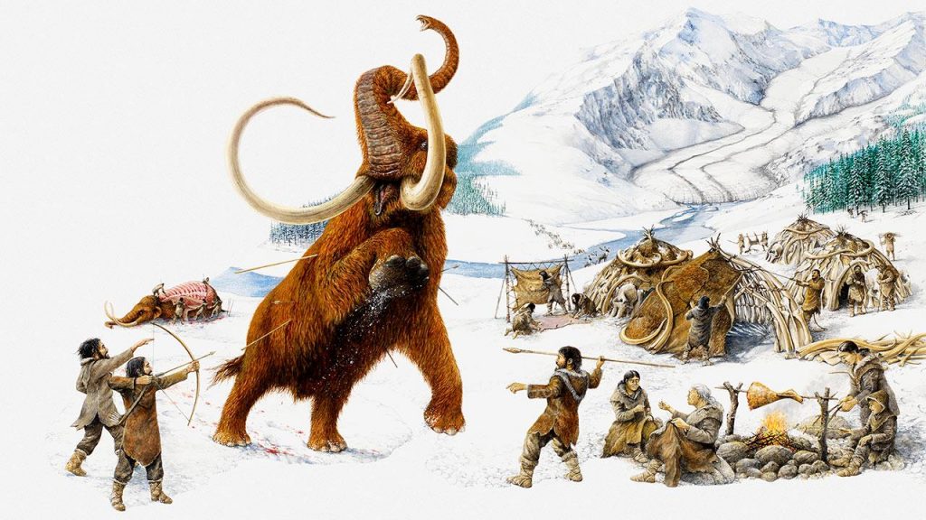 illustration of a mammoth in the Arctic