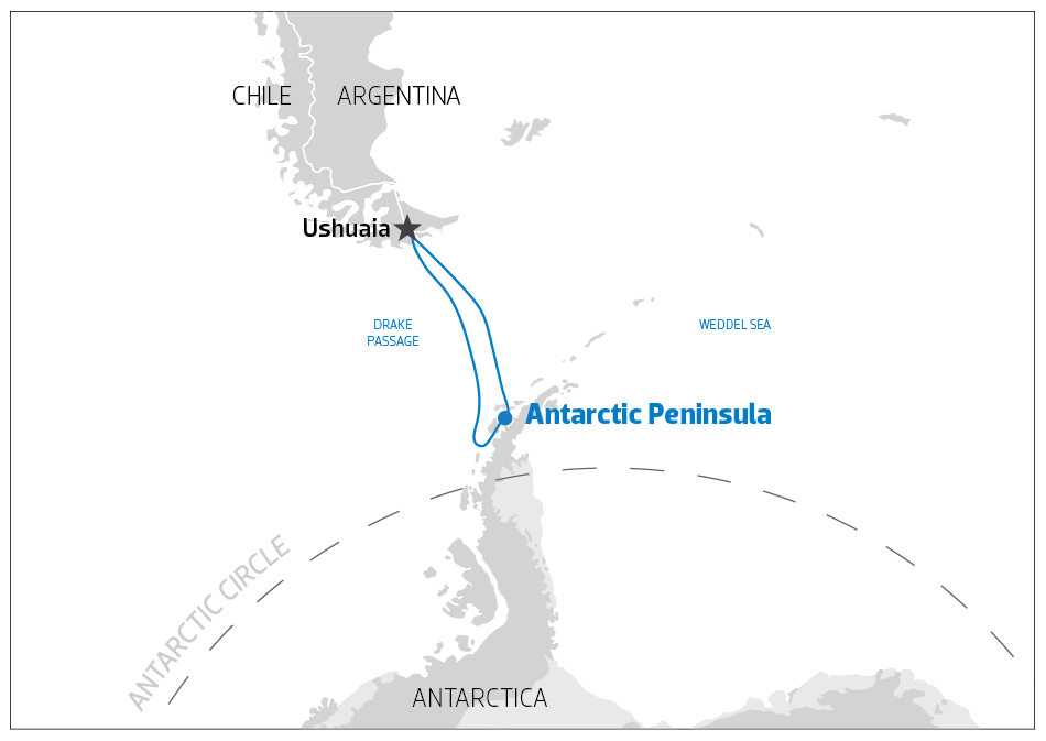 Antarctic Peninsula cruise map